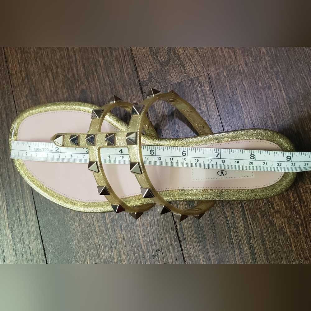 Valentino Garavani Rockstud Jelly Sandals Gold size 36 - Picture 9 of 13
